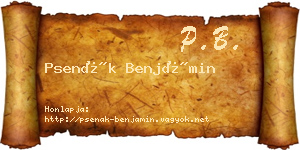 Psenák Benjámin névjegykártya